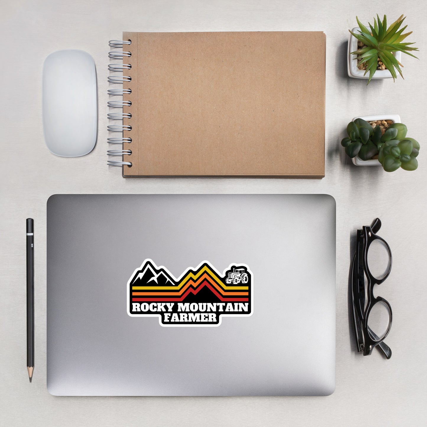 Rocky Mountain Farmer black Sticker