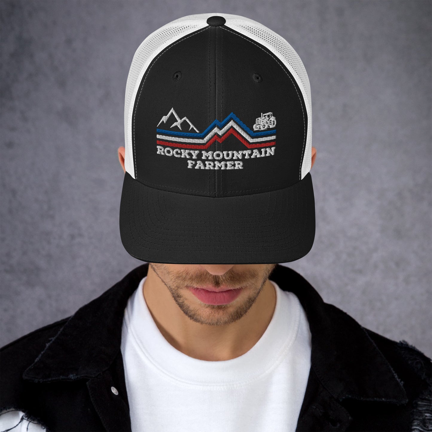 Rocky Mountain Farmer Patriotic Trucker Cap