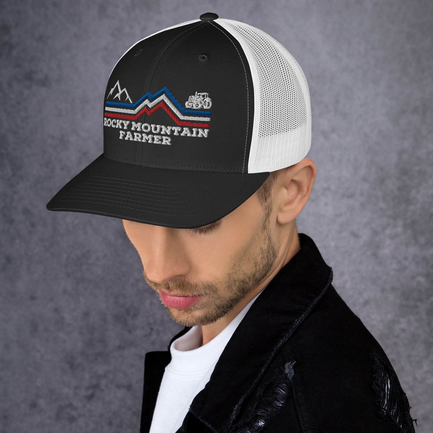 Rocky Mountain Farmer Patriotic Trucker Cap