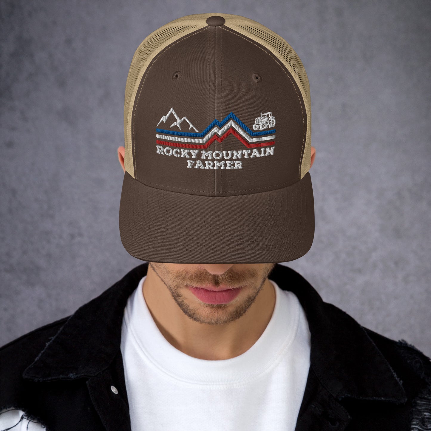 Rocky Mountain Farmer Patriotic Trucker Cap