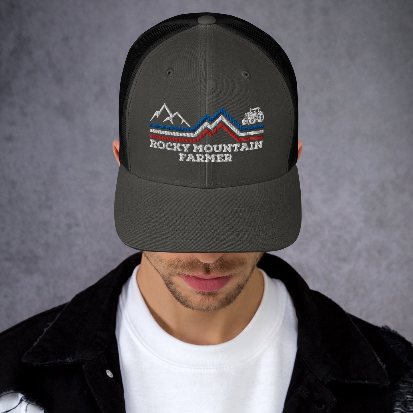 Rocky Mountain Farmer Patriotic Trucker Cap