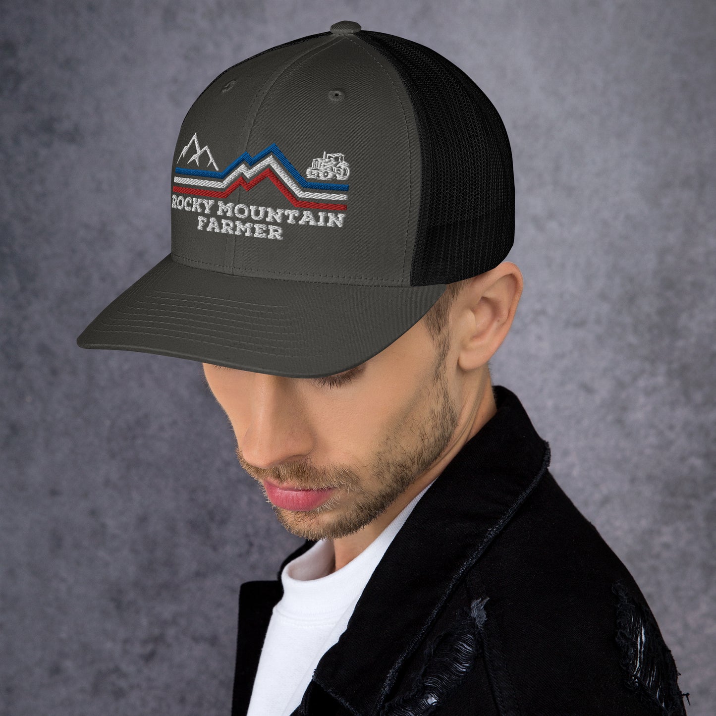 Rocky Mountain Farmer Patriotic Trucker Cap