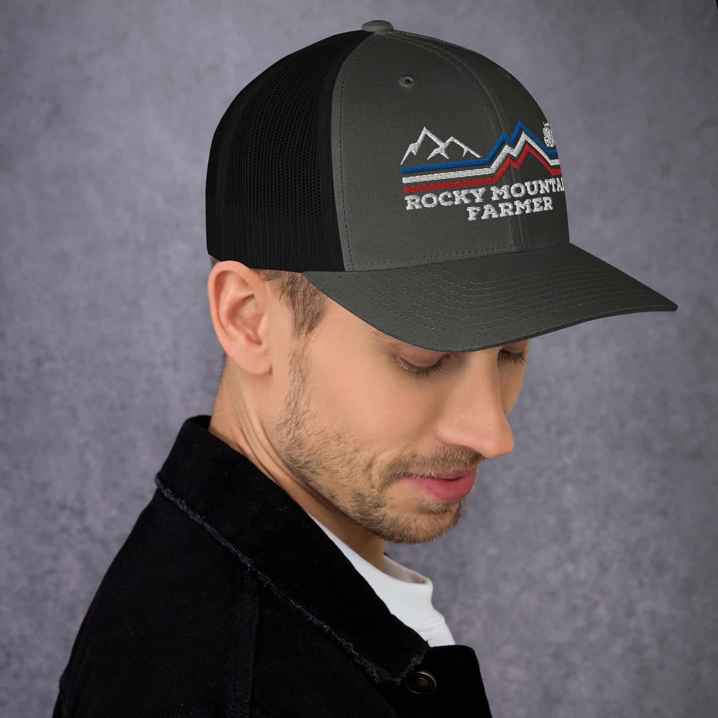 Rocky Mountain Farmer Patriotic Trucker Cap