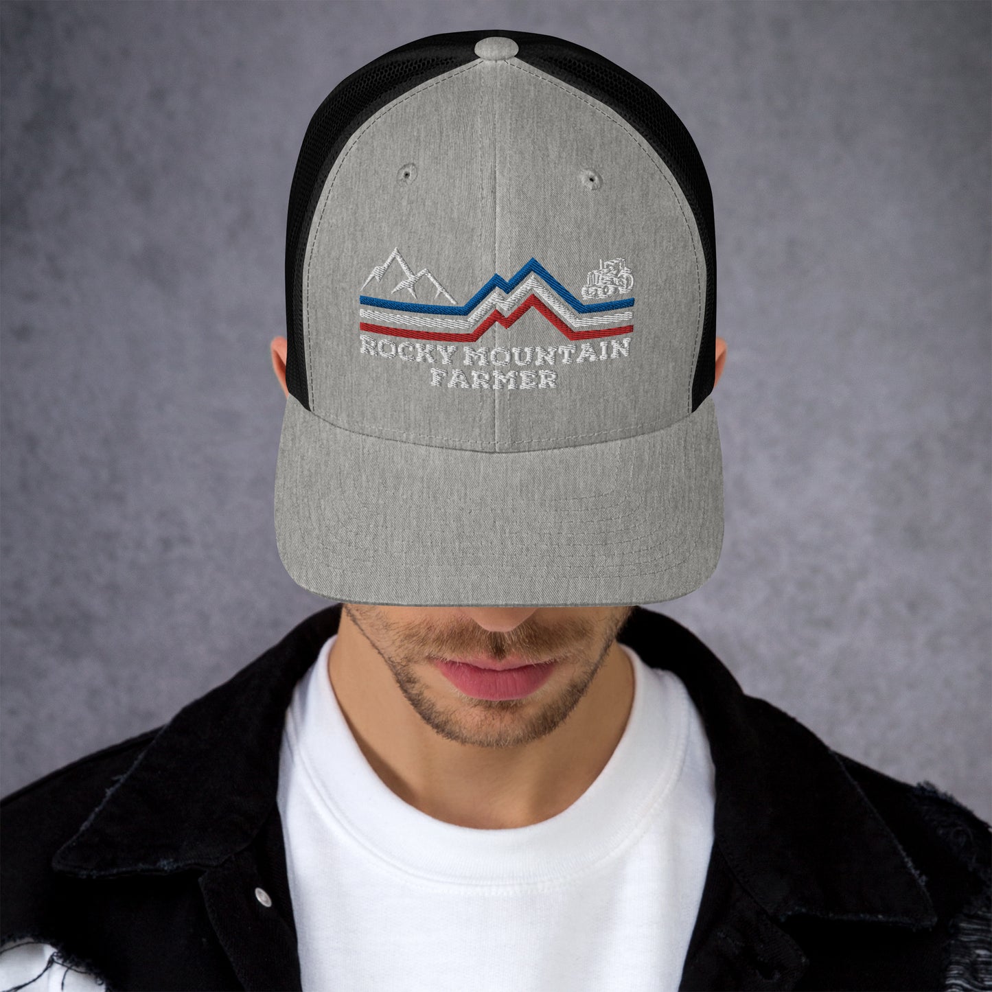 Rocky Mountain Farmer Patriotic Trucker Cap