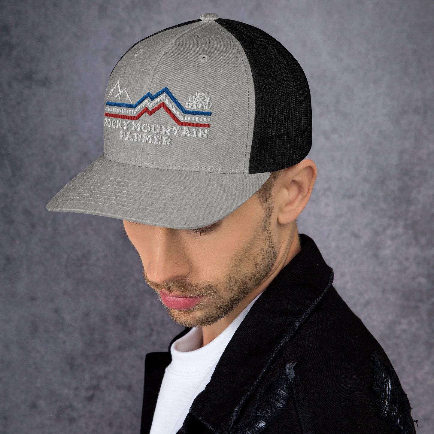 Rocky Mountain Farmer Patriotic Trucker Cap