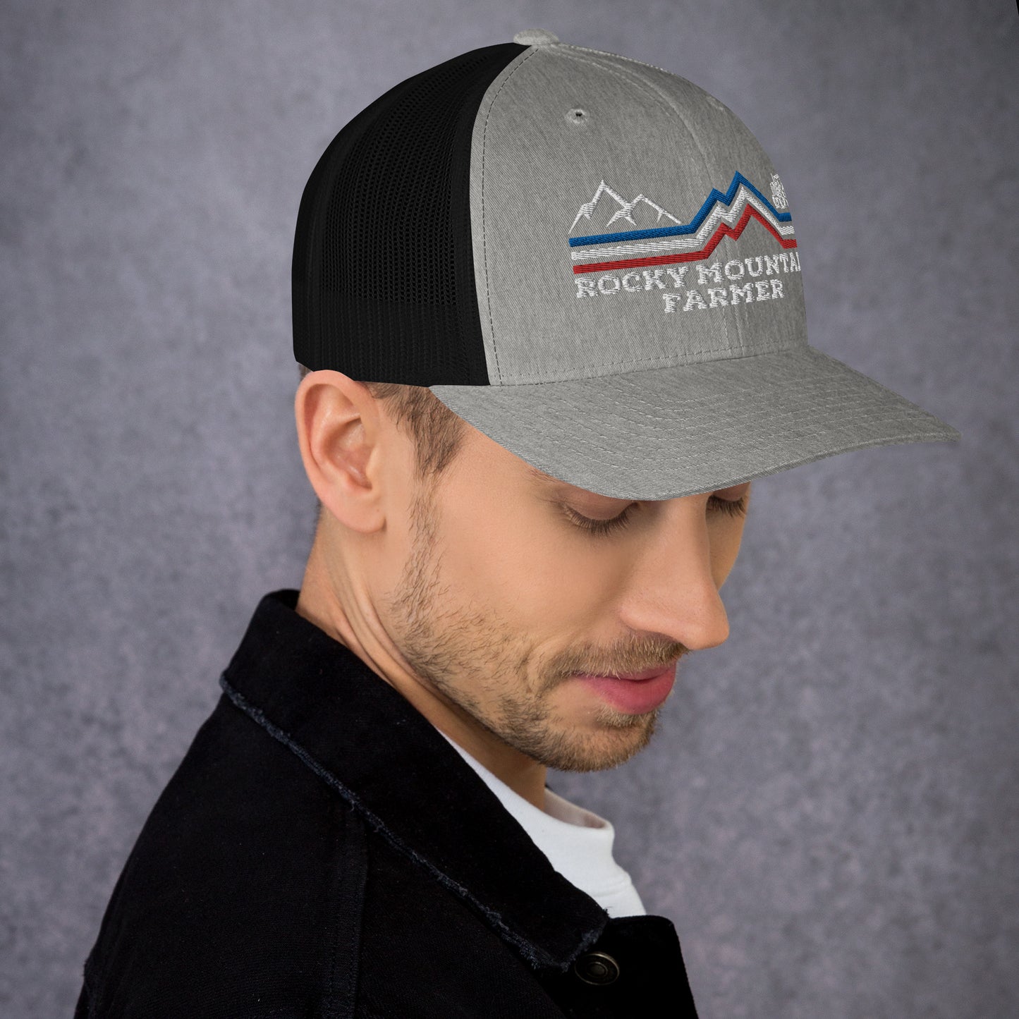 Rocky Mountain Farmer Patriotic Trucker Cap