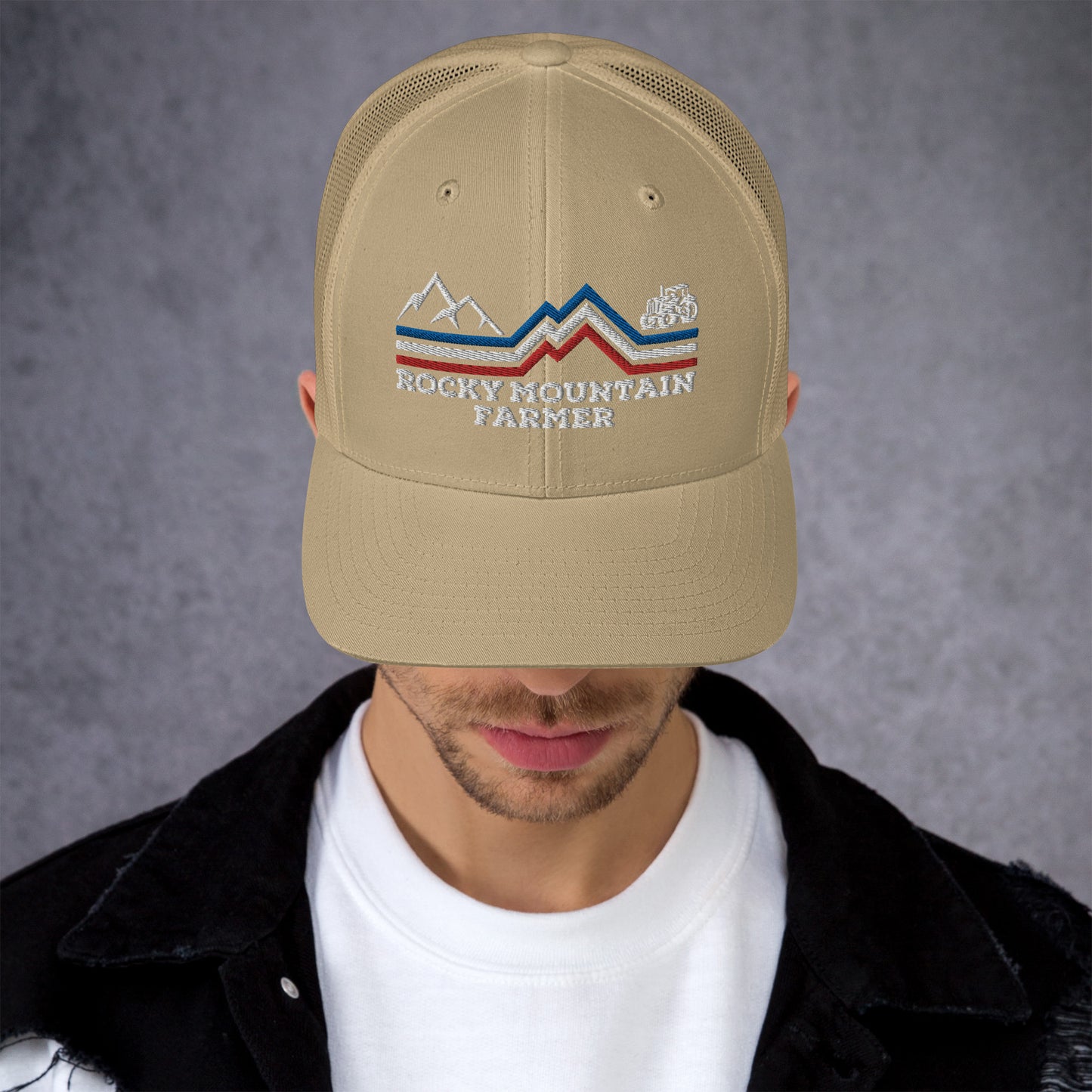 Rocky Mountain Farmer Patriotic Trucker Cap