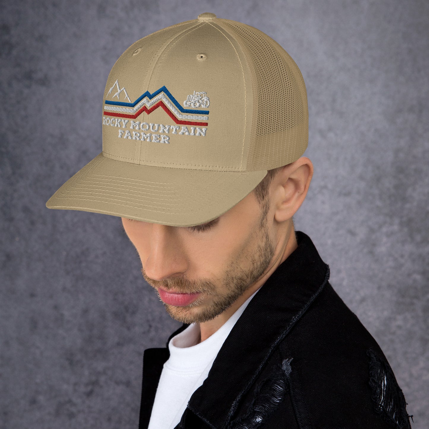 Rocky Mountain Farmer Patriotic Trucker Cap