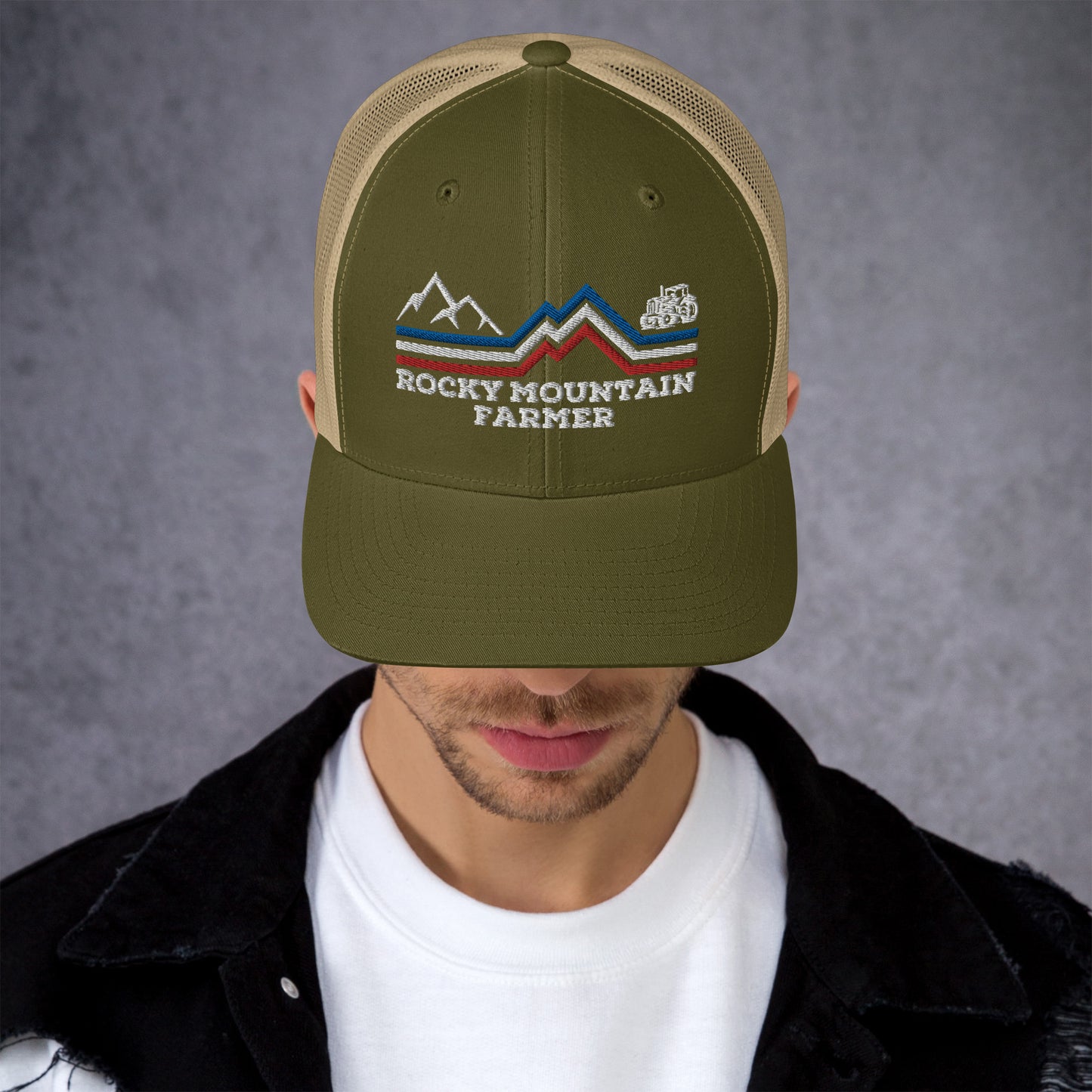 Rocky Mountain Farmer Patriotic Trucker Cap