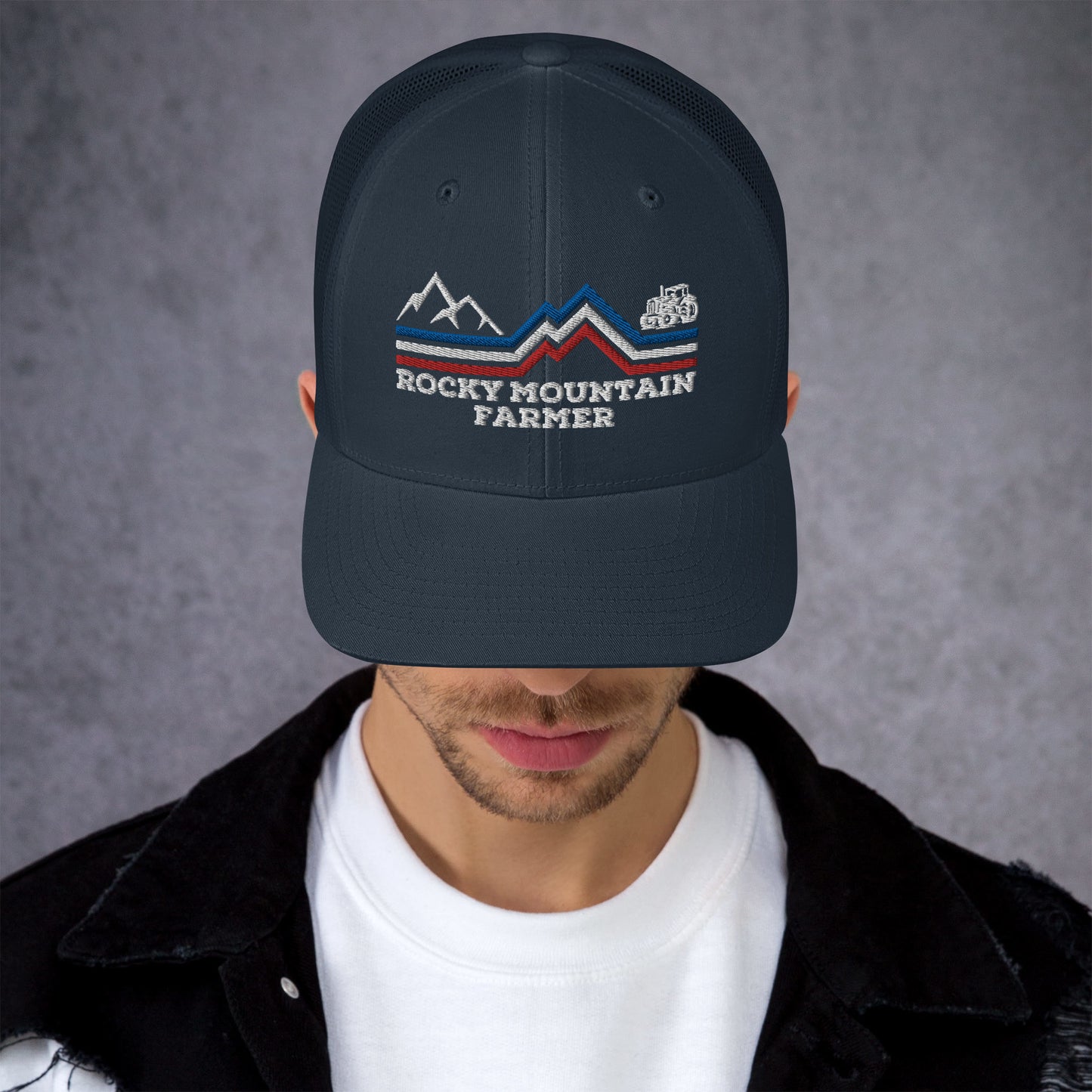 Rocky Mountain Farmer Patriotic Trucker Cap