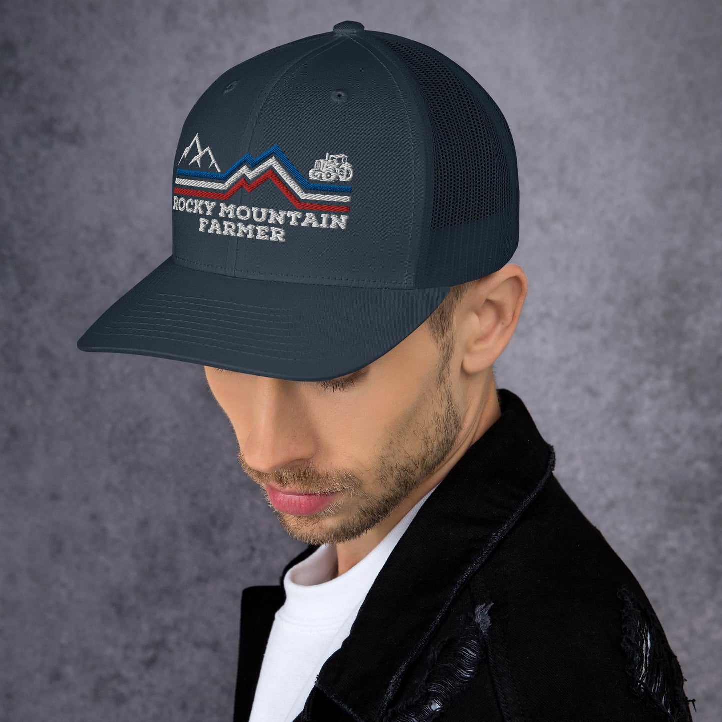 Rocky Mountain Farmer Patriotic Trucker Cap