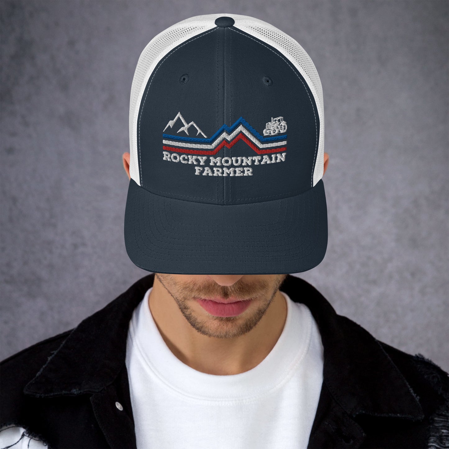 Rocky Mountain Farmer Patriotic Trucker Cap