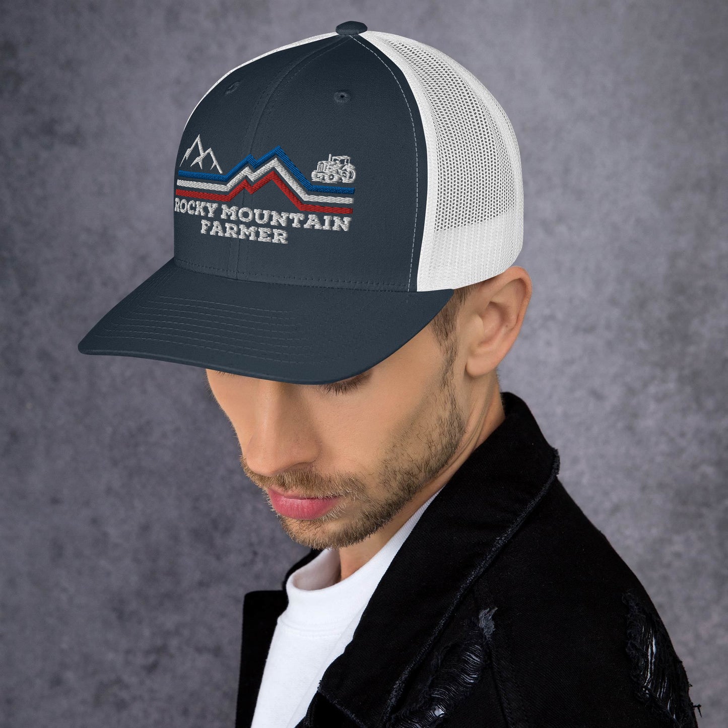 Rocky Mountain Farmer Patriotic Trucker Cap