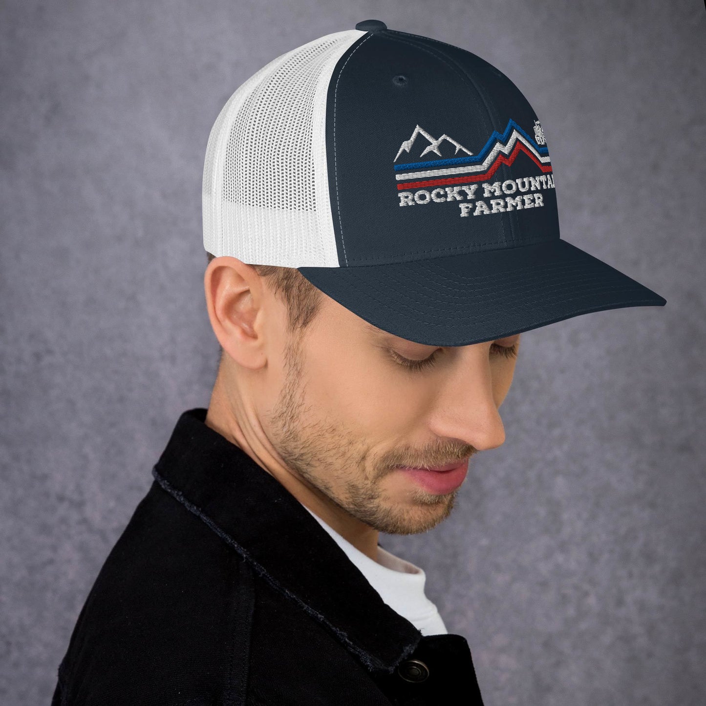 Rocky Mountain Farmer Patriotic Trucker Cap