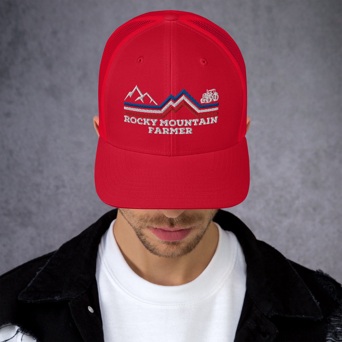 Rocky Mountain Farmer Patriotic Trucker Cap