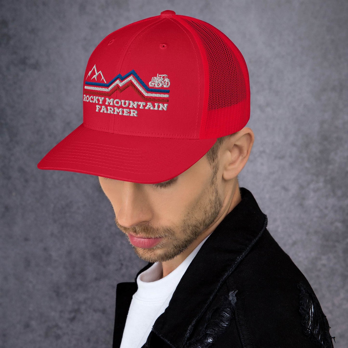 Rocky Mountain Farmer Patriotic Trucker Cap