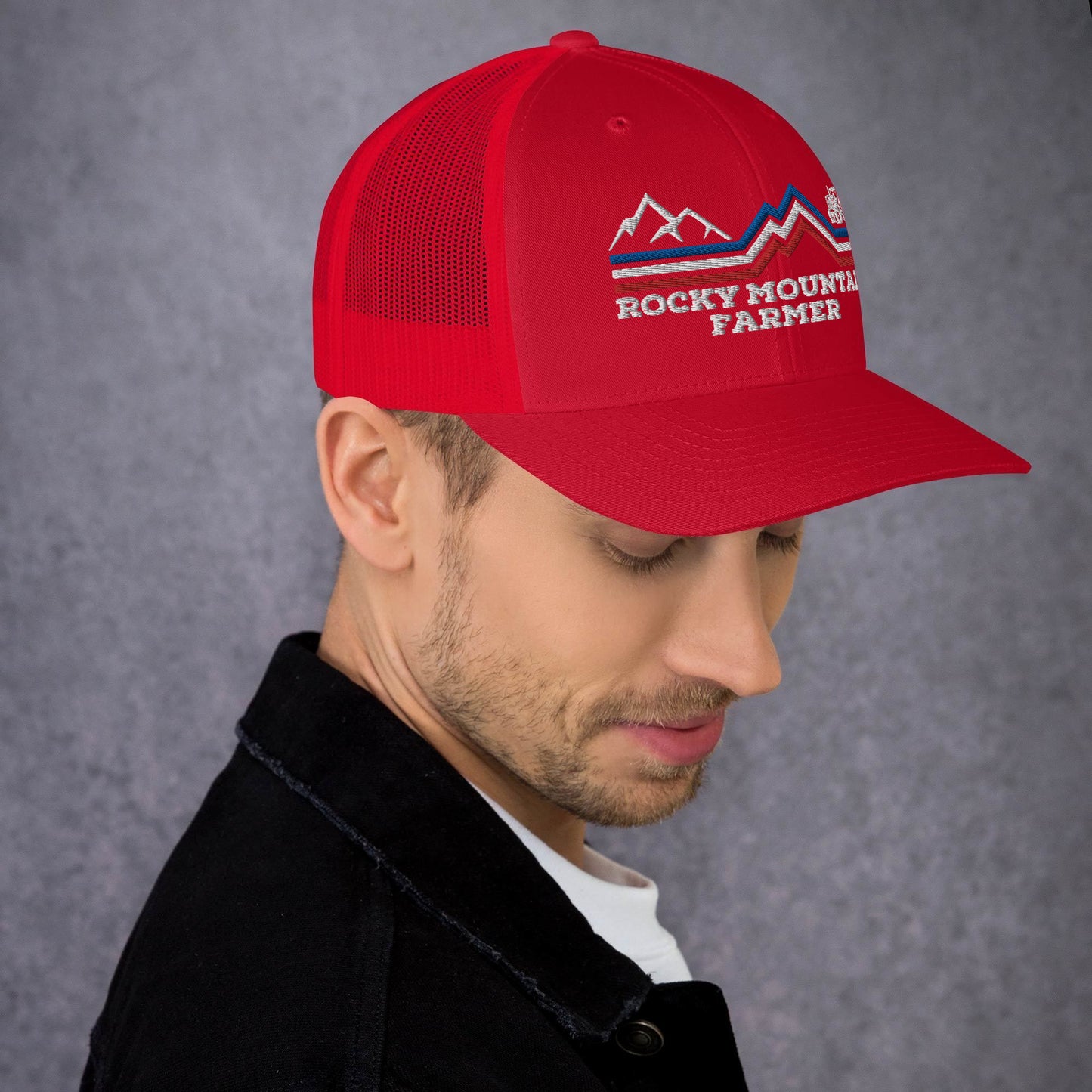 Rocky Mountain Farmer Patriotic Trucker Cap