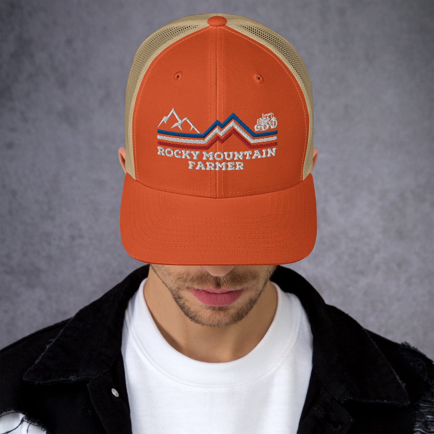 Rocky Mountain Farmer Patriotic Trucker Cap