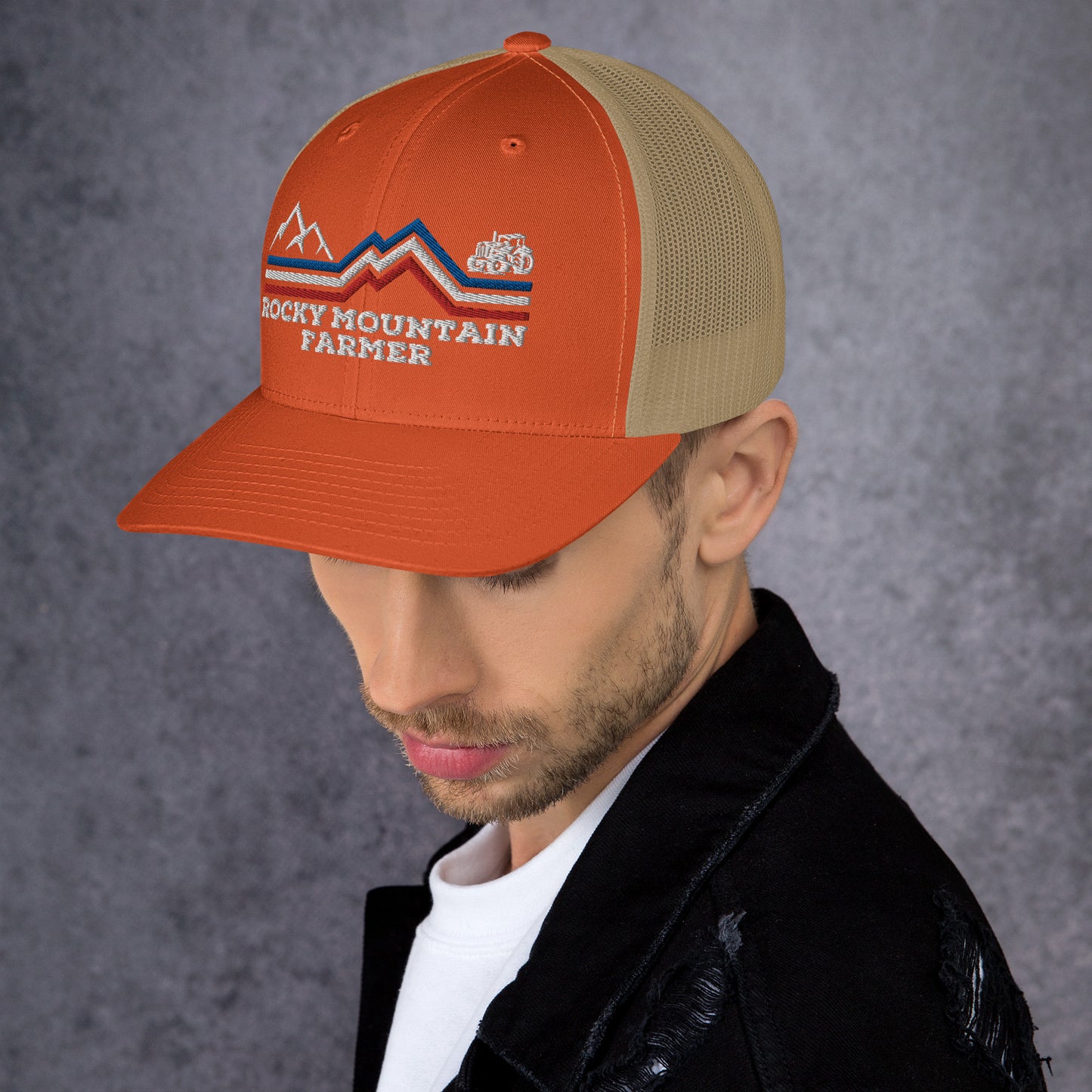 Rocky Mountain Farmer Patriotic Trucker Cap