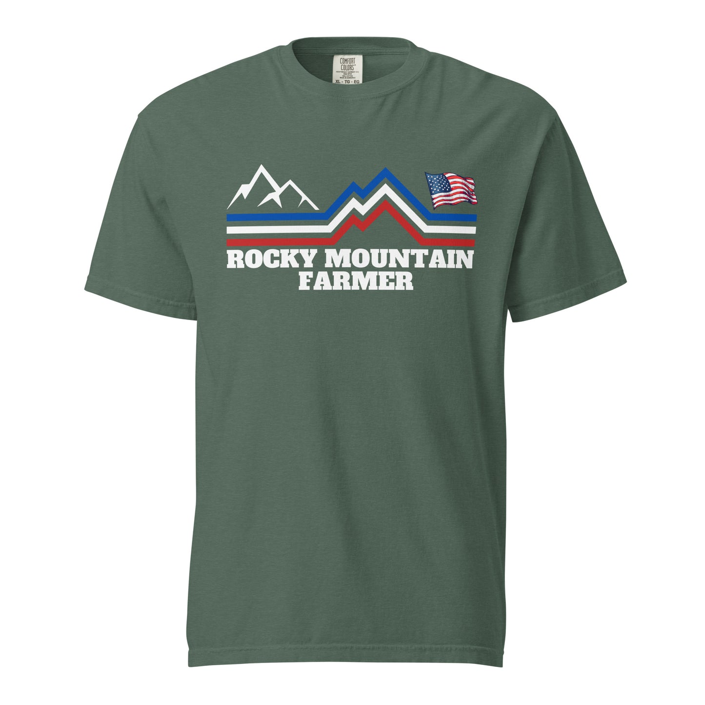 Rocky Mountain Farmer patriotic Unisex garment-dyed heavyweight t-shirt