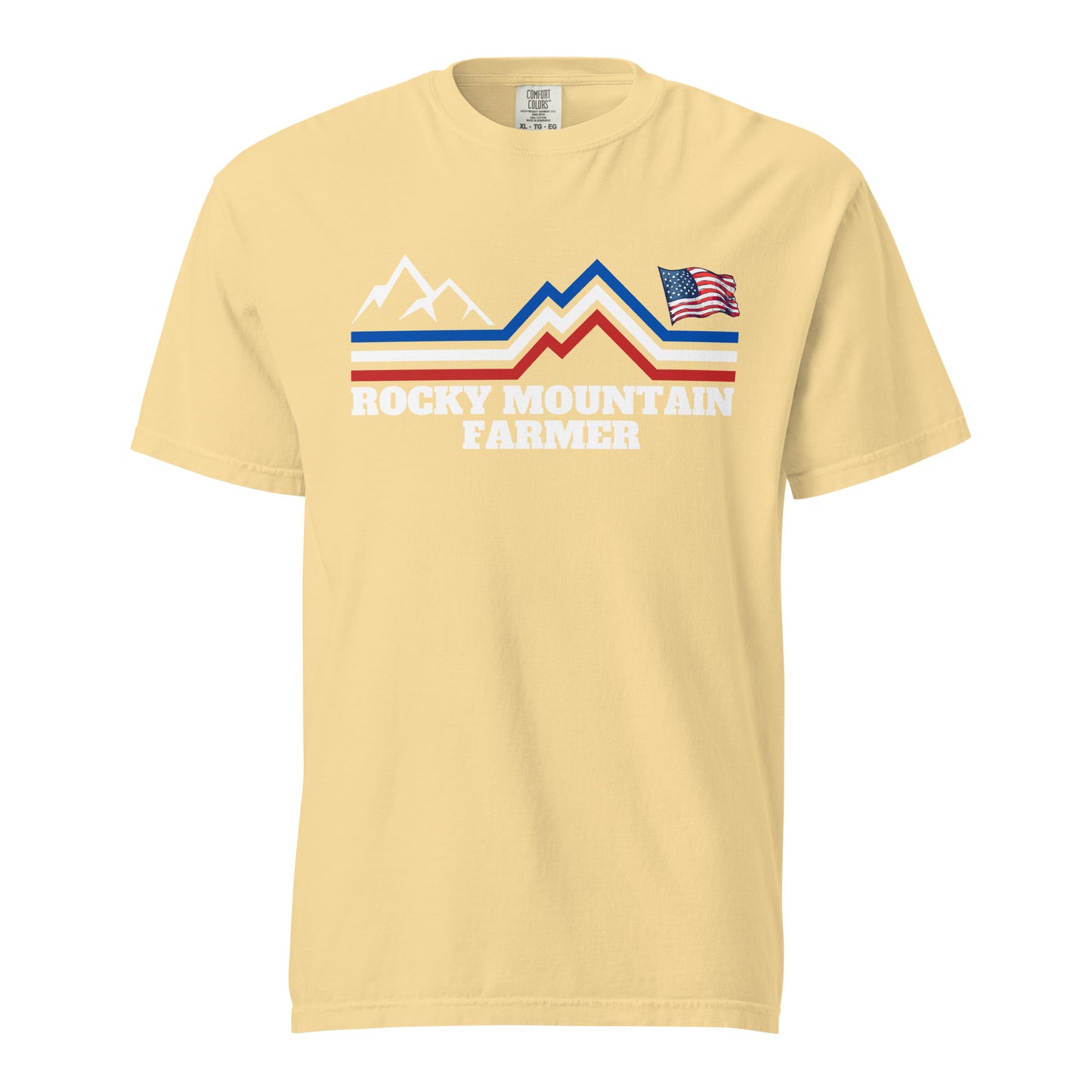 Rocky Mountain Farmer patriotic Unisex garment-dyed heavyweight t-shirt