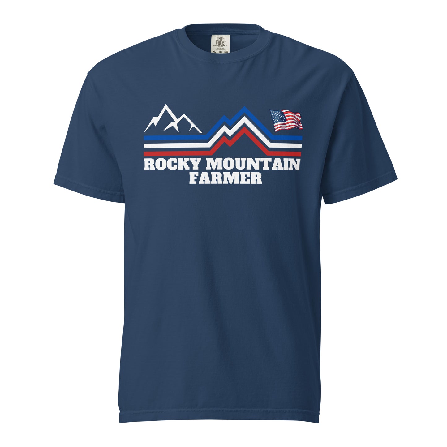 Rocky Mountain Farmer patriotic Unisex garment-dyed heavyweight t-shirt